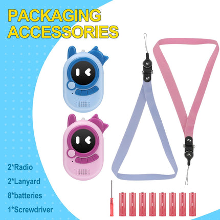 NGOKPYD M300 Walkie Talkie for children aged 3/4/5/6/7/8/9/10/11/12 years and up, great toy with mini lamp, top quality, great range for toddlers, easy to use, fun (pink blue set)