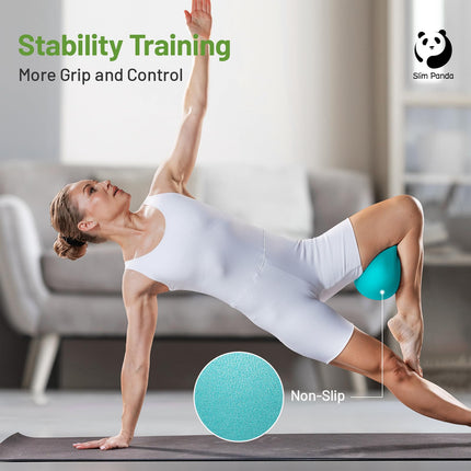 Slim Panda Exercise Ball Small, 23-25cm Pilates Ball with Inflatable Straw, Soft Yoga Ball Exercise Inflatable Ball for Senior Therapy, Home, Fitness, Balance Training (Blue Lake)