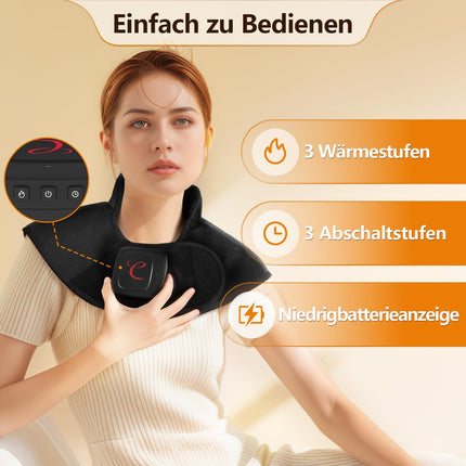 Comfytemp wireless weighted heating pad for neck and shoulder with 36Wh battery, 1.1 kg neck warmer and shoulder warmer with 3 temperature settings, 52x25 cm heat pad with automatic shut-off