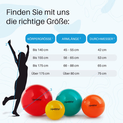PEZZI - Gymnastic Ball Original Pezziball Standard 65cm Ø – Seat ball for therapy, sports & office – Universal training ball made of robust PVC, load capacity up to 400 kg – Green