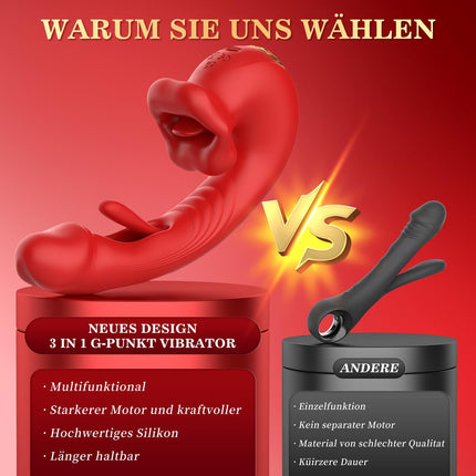 Vibration for women dildo vibrator, G-spot vibrator sets with clitoral stimulation for women with 10 tongue licking 10 vibration modes 10 impact modes, sex toy for women couples clitoral stimulator