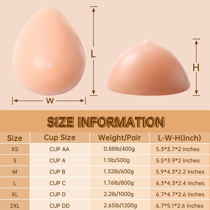 Nimiah Silicone Breast Forms Mastectomy Breast Prosthesis Fake Boobs Silicone Breast Forms 1 Pair - False Breast Forms for Mastectomy Prosthesis, Crossdresser, Cosplayer
