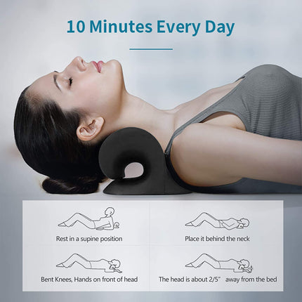 Shoulder Relaxation Pillow, Neck Stretching Device for Jaw Joint Pain Relief and Cervical Spine Alignment, Chiropractic Pillow, Neck Stretcher, Black
