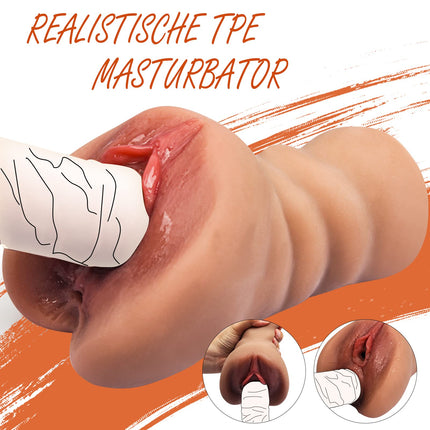 Realistic Masturbator, Mastubrator Man Sex Toy Pussy Pocket Pussy Realistic Large with 3D Vagina Clitoris Anal Erotic Sex Toy for Men Masturbating Man (Milk Tea Color)