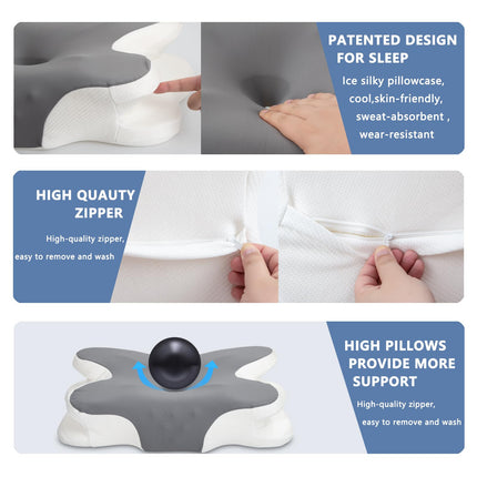 Cervical Pillow for Neck Pain Relief, Elegear Contour Memory Foam Pillow Ergonomic Neck Support for Side Back Stomach Sleepers