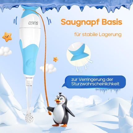 Seago Electric Toothbrush for Children and Baby Toothbrushes from 0, 1, 2, 3 Years, with LED Light, Round Soft Replacement Brushes, Electric Toothbrush for Baby, 2 Minute Smart Timer, Waterproof IPX7, SG513 (Blue)