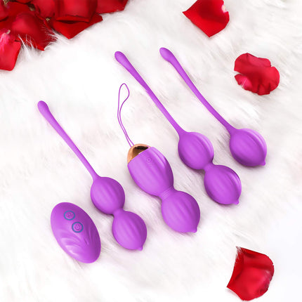 FIDECH Love Balls Sex Toy, Vibrator for Her, Pelvic Floor Trainer Women with 12 Vibration Modes, Vibrating Egg with Remote Control, Pelvic Floor Trainer for Bladder Control and Vaginal Muscles, Purple