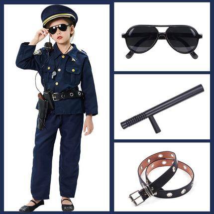 Tacobear Police Toys Kids Police Costume Accessories Police Handcuffs Police Badge Sunglasses Belt Walkie Talkie Police Baton Police Equipment for Kids Halloween Carnival