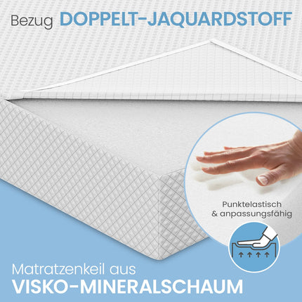 ELONEO bed wedge pillow, bed wedge 90x100 cm, visco-mineral foam, mattress raiser