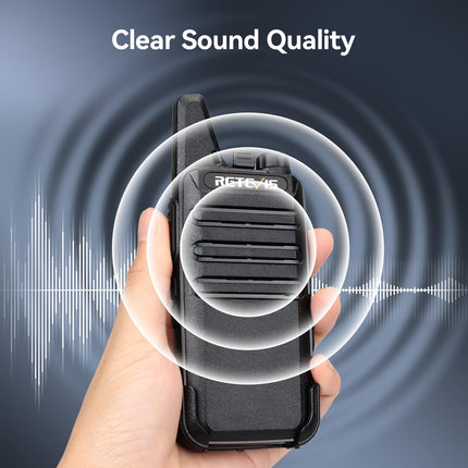 Retevis RT622 Walkie Talkie Mini, PMR446 Professional 2-Way Radio for Long Distance, VOX, Rechargeable Car Walkie Talkie for Adults, Camping (Black, 1 Pair)
