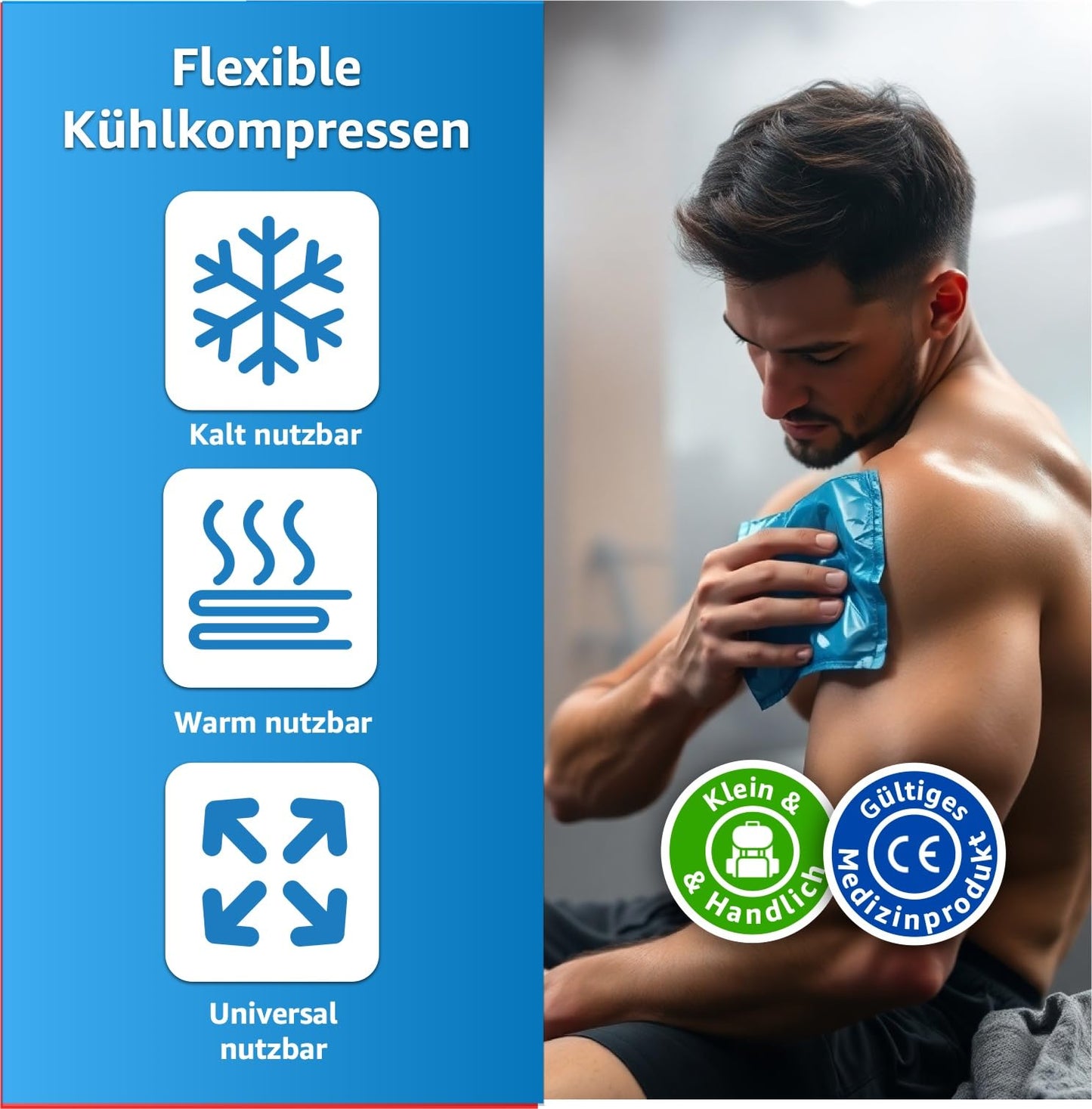 2x XXL Kühlpads - 28x12 cm Kalt Warm Kompressen blau, Groß - Wärmekissen & Kühlpacks - Gel Kühlkissen - für Prellungen, Schmerzen - Coolpack - MADE IN GERMANY