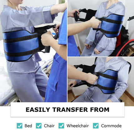 LOSCHEN 110cm Transfer Belt, Transfer Patient Belt, Bed Transfer Sheet for Disabled, Elderly, Geriatric, Injured, Safe Transfer from Car, Wheelchair, Bed (Blue, Extra Wide)