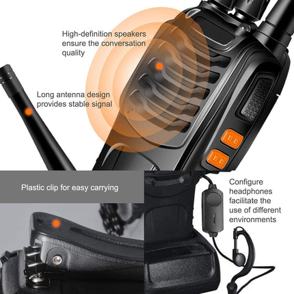 Walkie Talkies PMR446 Professional Radio Set, 16 Channels Rechargeable Walkie Talkie Set Portable with Headset and USB Charging Station for Outdoor Sports, Construction Site (1 Pair, Black)