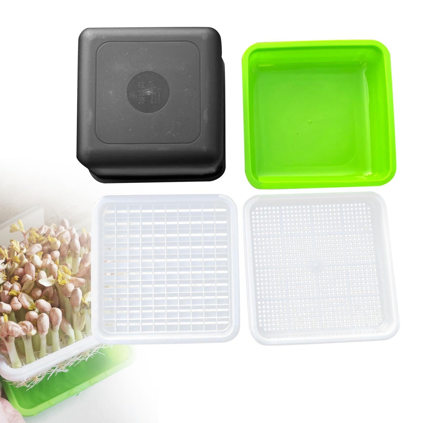 AWHAO Sprout Fall Kindergarten Topf Pflanzung Box Sprout Tablett für Outdoor Garten Gewächshaus, 4 Stück