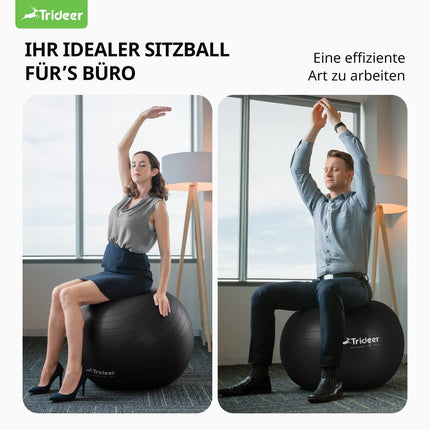 Trideer Thick Exercise Ball Pregnancy, Pezzi Ball, Anti-Burst Pilates Ball, 45-85 cm Seat Ball Office for Balance, Yoga as Small Fitness Equipment and Balance Chair in the Gym-Home Office