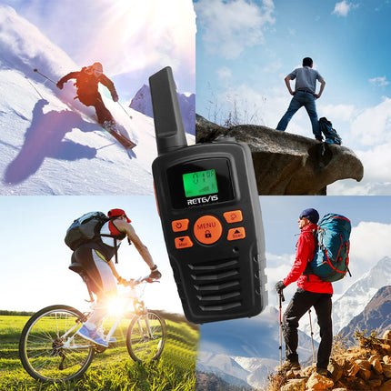 Retevis RA635 Walkie Talkie 4-pack, 16 channels, PMR446 license-free, long range, CTCSS/DCS, VOX, LED flashlight, walkie-talkies gifts for adults and children, skiing and outdoor activities