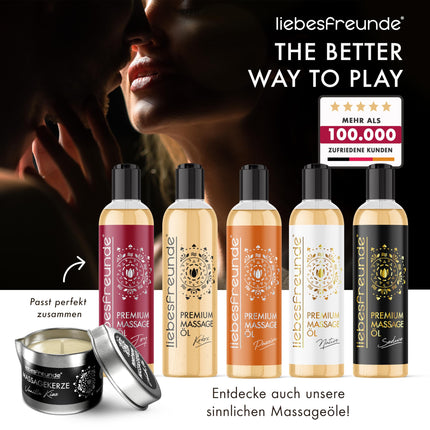 Liebesfreunde® Organic Massage Candle VANILLA KISS for sensual massages with coconut oil and aloe vera, erotic massage candle for couples, sex candle, 50 ml