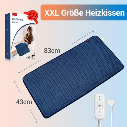 Comfytemp XXL-large heating pad 83x43cm, ultra-soft heat pad with automatic shut-off, age-friendly heating blanket with safety system for back, shoulder, neck, stomach, legs, knees, machine washable