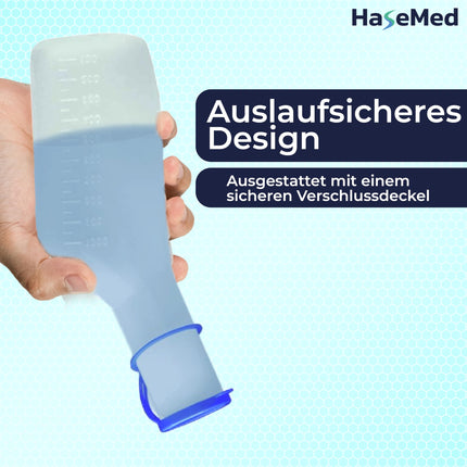 HaseMed Urinal Bottle for Men - 1000 ml, with Lid, 1 Piece | Autoclavable up to 130 °C, made of polypropylene, leak-proof & hygienic - ideal for nursing, hospital & travel