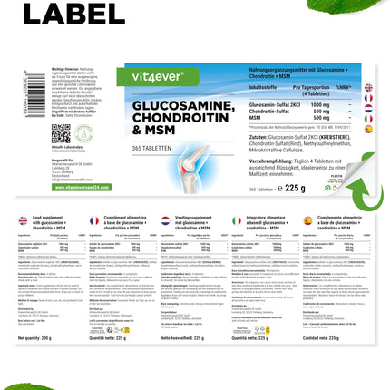 Glucosamine Chondroitin MSM - 365 Tablets - High Dose with 2000 mg per day - 3 Month Supply - No Unwanted Additives