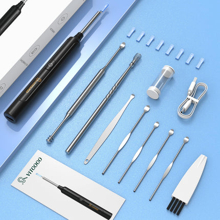 Earwax Remover Otoscope, VITCOCO WiFi Ear Cleaner Camera 5MP HD Ear Camera IP67 Waterproof Otoscope 3.5mm Lens Ear Endoscope with 6 LEDs for iPhone, iPad and Android Smartphones (Black)