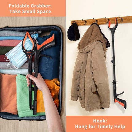 Knee hip surgery rehabilitation sets, 4 dressing aids including 80 cm foldable gripper, sock aid, shoehorn, dressing aid stick