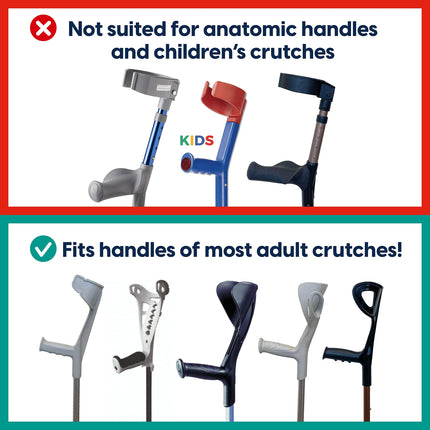MySleeve - Ergonomic handles for crutches (2 pieces), prevents crutches from falling, crutch pads, crutch accessories, NOT for anatomical crutches - 21 x 6.5 x 9 cm, turquoise