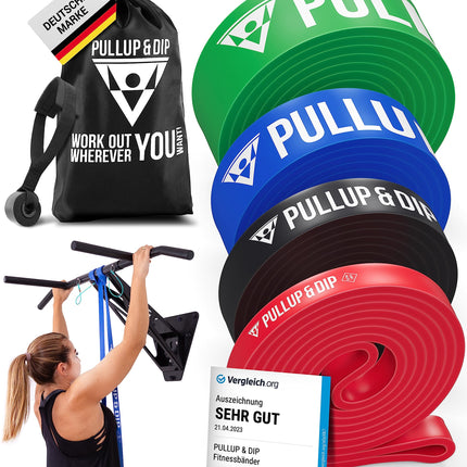 Fitness bands resistance bands from Pullup & Dip with bag and free exercise instructions - pull-up band resistance band pull-up resistance band - fitness band pull-up aid in EXTRA Light (red)
