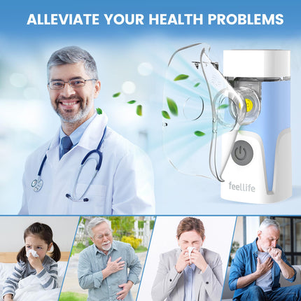 FEELLIFE Inhaler, Nebulizer, Inhaler for Children and Adults, Air Aerogo Series (Blue)