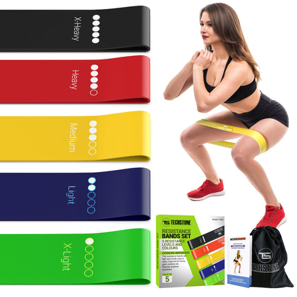 TechStone Resistance Bands Equipment for Men - (Set of 5) Sports Fitness and Women Resistance Bands Rubber Bands Bands Strength Training Booty Rubber Band for Home, Gym, Fitness Studio, Yoga & Pilates