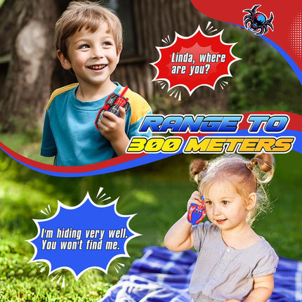 Joellfuner Walkie Talkie Children, Spider Toy Gift Walkie Talkies for Children from 3 4 5 6 7 8 9 10 Years Boy, 2 Radios to 300 m Range Children's Toy Walkie Talkie Outdoor Games