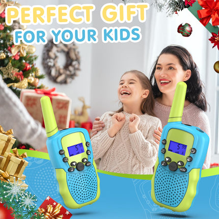 Kearui Toys for 3-12 Year Old Boys, Walkie Talkies for Kids, 8-Channel Radio with Backlit LCD Flashlight, 3 Miles Range for Outdoor Adventures, Camping, Hiking (Blue-Green)
