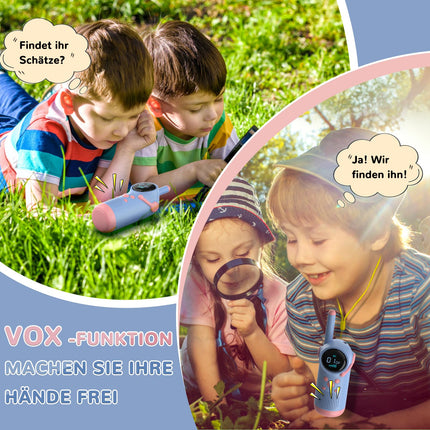 Walkie Talkie for Kids, Kearui Walkie Talkie Toys for 3-12 Years, Rechargeable Walkie Talkies with VOX Function, LED Flashlight, Key Lock for Outdoor Adventures, Camping, Hiking (Purple Rose)