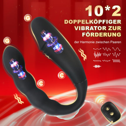 YcsLust Double Dildos Dildo Anal Vibrator Clitoris Stimulator G-spot Vagina Clitoris Anal Massage Wireless Control Dildo Double Headed Vibrators U-shaped Sex Toys for Women Lesbians, Couple