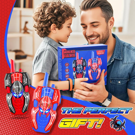 Joellfuner Walkie Talkie Children, Spider Toy Gift Walkie Talkies for Children from 3 4 5 6 7 8 9 10 Years Boy, 2 Radios to 300 m Range Children's Toy Walkie Talkie Outdoor Games