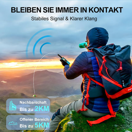 AWANFI Walkie Talkie Set of 4, Walkie Talkie Rechargeable for Adults and Children, 16 Channels Radio Set with 1200mAh Li-ion Battery VOX, Walkie Talkie for Camping Hiking Gift