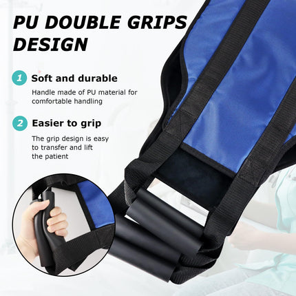 LOSCHEN 110cm Transfer Belt, Transfer Patient Belt, Bed Transfer Sheet for Disabled, Elderly, Geriatric, Injured, Safe Transfer from Car, Wheelchair, Bed (Blue, Extra Wide)