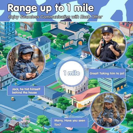 QUOLIX WalkieTalkie Kids, Rechargeable with 24h Talk Time, 3km Range, 8 Channels & 99 Codes, LED Flashlight, Camouflage Design Walkie Talkies for Outdoor, Camping, Hiking (4 Colors)