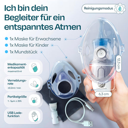 HIMMELSHAUCH MEDICAL Inhaler for children and adults | Electric inhalers | Inhalation device for babies | Ultrasonic nebulizer inhaler for children