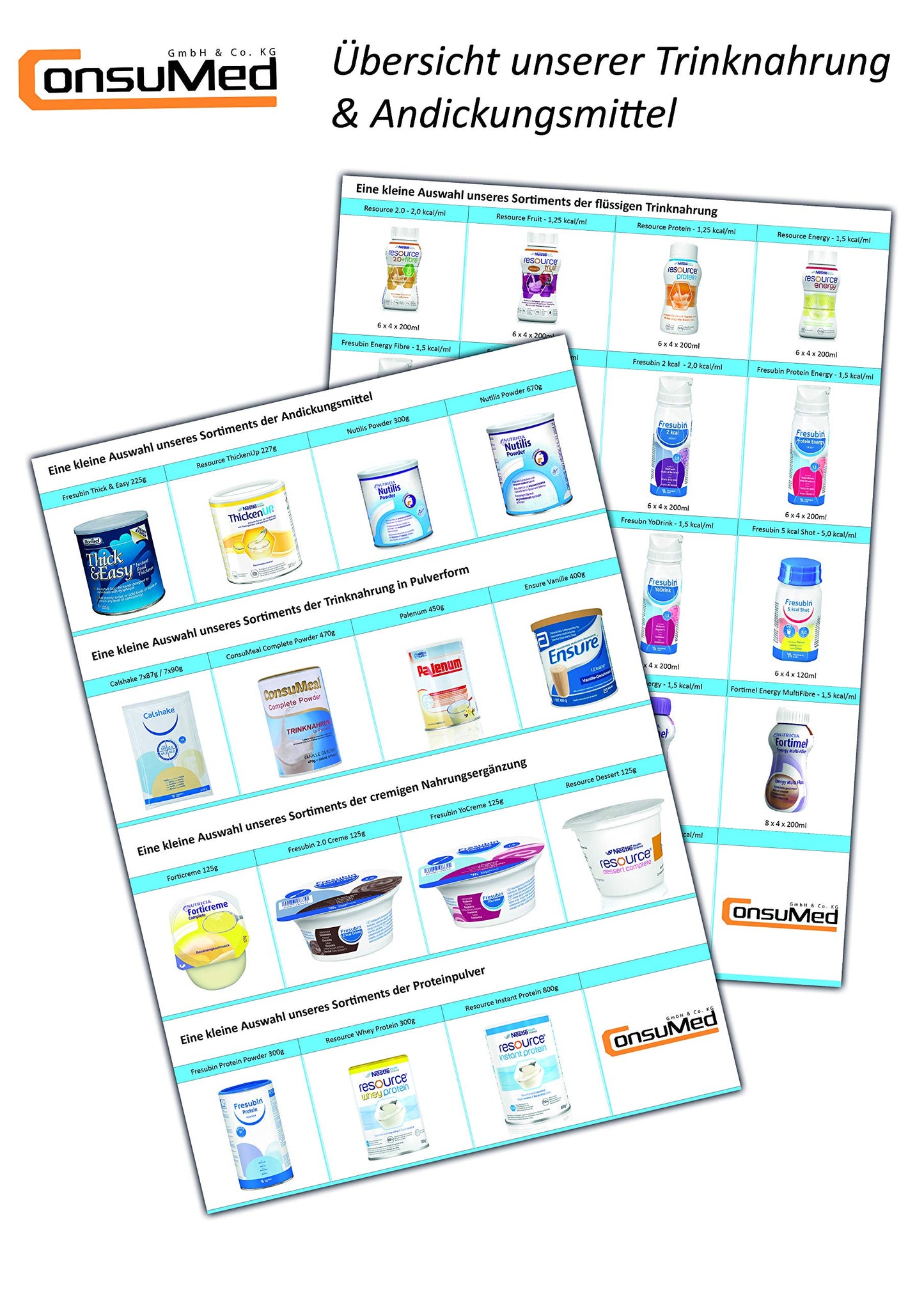 8x 227g ThickenUp von Nestle Health Science Andickungsmittel – Andickungspulver – im exclusiven ConsuMed Bundle mit Nahrungergänzungsmittel Übersicht im DIN A3 Posterformat