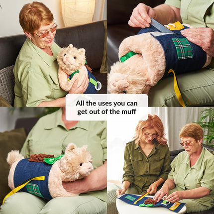 Fidget Muff and Haptic Dementia Blanket for Adults and Seniors with Alzheimer's | Twiddle Muff Toy and Blanket for Dementia Patients | Nesting Pillow and Nesting Blanket as Activity for Dementia Patients