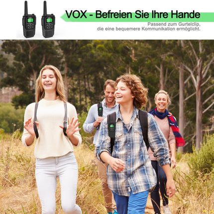 MaxTalker MT10 Walkie Talkie Rechargeable for Adults and Children, 1200mAh Li-Ion Battery, USB-C Cable, LED Flashlight, VOX Radios for Hiking and Camping, Set of 4