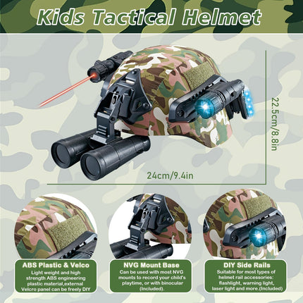 KalaDuck Military Costume Kids, 12 Pieces Military Equipment Toy with Airsoft Tactical Helmet, Military Vest, Walkie-Talkie, Role Play Halloween Army Soldier Camouflage Suit for Boys Girls