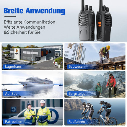 JUCJET 88E Walkie Talkie, License-Free PMR446 16-Channel Two-Way Radio, Handheld Radio with Built-in LED Flashlight, 2-in-1 Type-C Charging Cable with USB Charging Station and Headset (Black, 2 Pack)