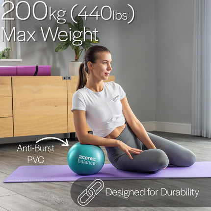 Core Balance Pilates Ball - Anti-Burst Yoga Ball - Non-Slip PVC - Gymnastics, Fitness, Physiotherapy Lightweight - Easy to Inflate - 200 kg Maximum Weight - 23 cm, 200 g - 4