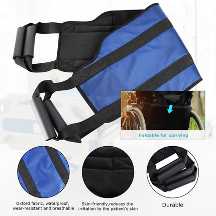 LOSCHEN 110cm Transfer Belt, Transfer Patient Belt, Bed Transfer Sheet for Disabled, Elderly, Geriatric, Injured, Safe Transfer from Car, Wheelchair, Bed (Blue, Extra Wide)