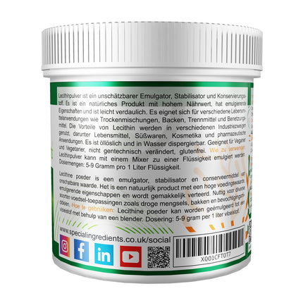 LECITHIN POWDER 100g HIGHEST QUALITY GMO-FREE (GERMAN LABELS AND INSTRUCTIONS)