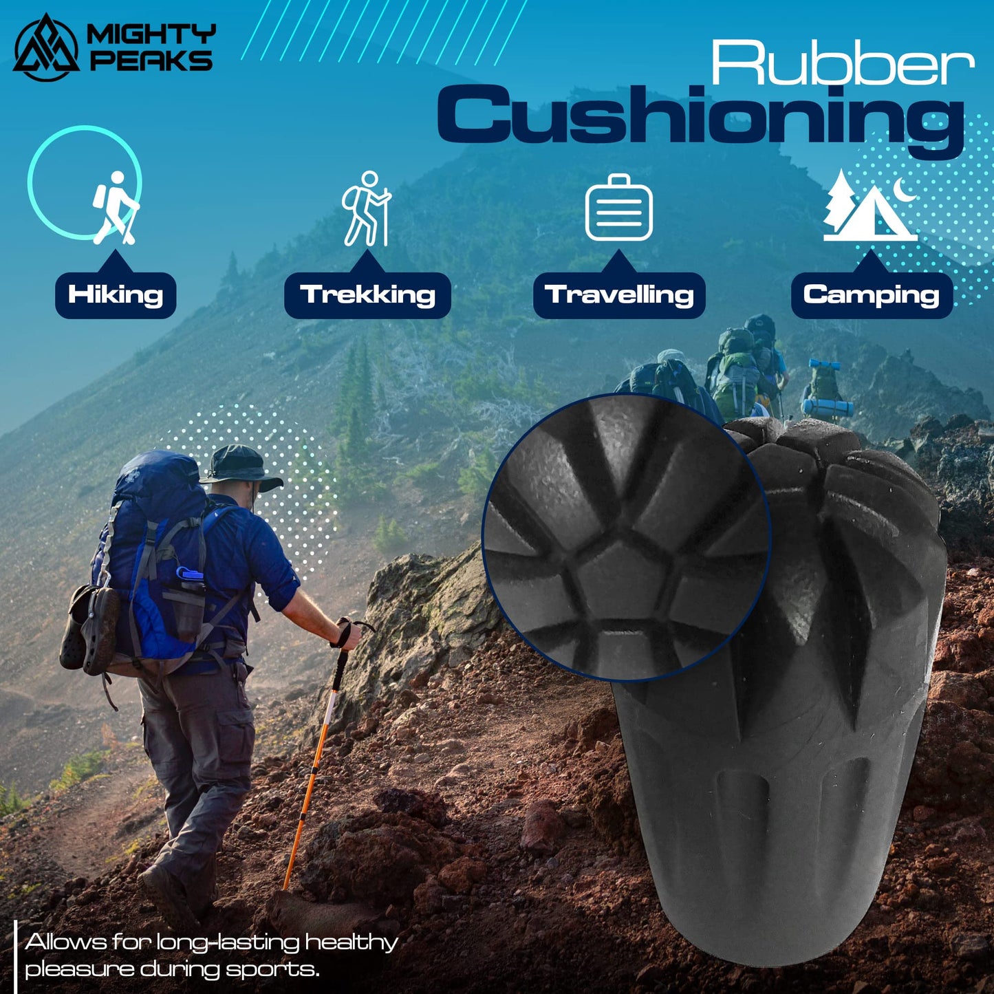 12 Stück / 6 Paar Nordic Walking Pads Asphalt Gummipuffer X-4LTS für alle gängigen Nordic Walking Stöcke - Wanderstöcke - für den Nordic Walking Stock mit einen Durchmesser von 10mm