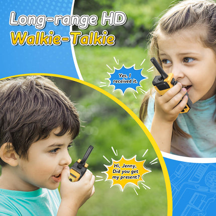 SIMREX Walkie Talkie for children set of 2, toys from 3 4 5 6 7 8 years, walkie talkie children, outdoor games for children, walkie talkie children's toy 200 meters range, yellow-black 