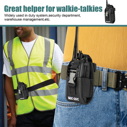 Radio holder walkie talkie radio walkie talkie talkie holster walkie talkie pouch case radio key radio cover universal radio bag with adjustable shoulder strap MSC-20C, black,